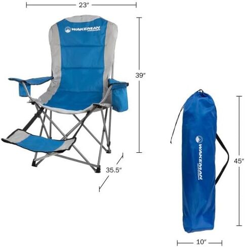 Wakeman Camping Chair with Foot Rest - 300lb Capacity Beach Chair with Footrest, Cupholder, and Cooler Pouch - Portable Chair Outdoors (Green) in Saudi Arabia