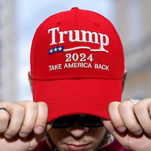 قبعة ترامب 2024 قبعة دونالد ترامب هاتاك أمريكا الخلفية مع قبعة بيسبول قابلة للتعديل مطرزة بعلم الولايات المتحدة الأمريكية in Kuwait