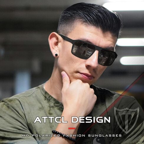 ATTCL Rectangular Men's Sunglasses Polarized UV Protection CarbonTX Sunglass for Driving, Fishing, Travel, Mens Shades in Kuwait