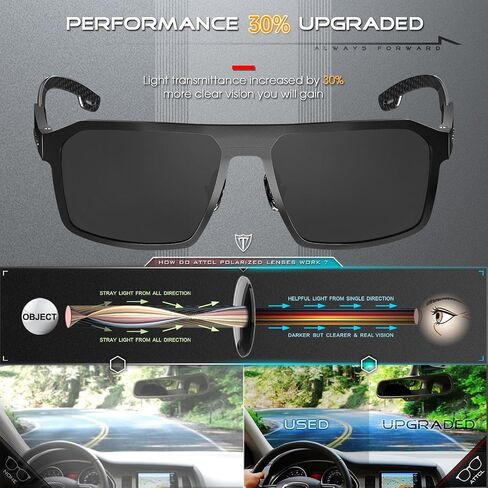 ATTCL Rectangular Men's Sunglasses Polarized UV Protection CarbonTX Sunglass for Driving, Fishing, Travel, Mens Shades in Kuwait
