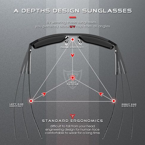 ATTCL Rectangular Men's Sunglasses Polarized UV Protection CarbonTX Sunglass for Driving, Fishing, Travel, Mens Shades in Kuwait