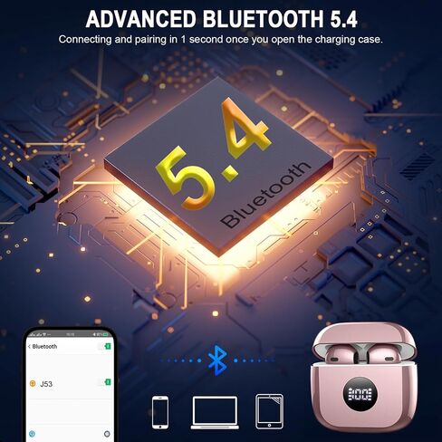 Wireless Earbuds Bluetooth 5.4 Headphones Noise Cancelling, Bluetooth Earbuds with Dynamic Drivers Stereo, Earphones Wireless Bluetooth, 40H Playtime and LED Power Display, In Ear Buds for Android iOS in Saudi Arabia