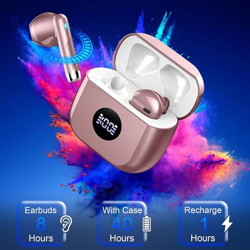 Wireless Earbuds Bluetooth 5.4 Headphones Noise Cancelling, Bluetooth Earbuds with Dynamic Drivers Stereo, Earphones Wireless Bluetooth, 40H Playtime and LED Power Display, In Ear Buds for Android iOS in Saudi Arabia