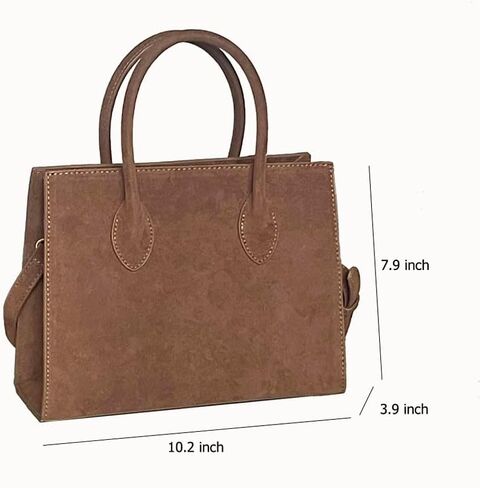 Brown Suede Handbag Top Handle Purses for Women Work Tote Bags in Saudi Arabia