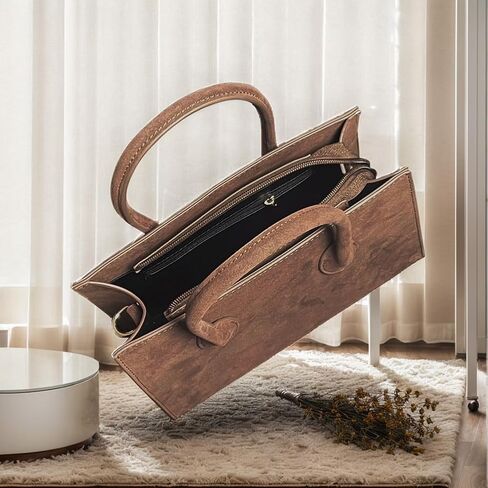 Brown Suede Handbag Top Handle Purses for Women Work Tote Bags in Saudi Arabia