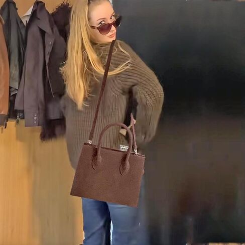 Brown Suede Handbag Top Handle Purses for Women Work Tote Bags in Saudi Arabia