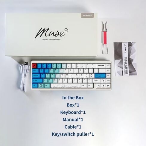 VARMILO Muse65 مفاتيح مغناطيسية سلكية للوحة المفاتيح، لوحة مفاتيح للألعاب، حافظة معدنية كاملة CNC وظهر زجاجي مرآة للأشعة فوق البنفسجية لمشغل FPS (Ar Iel، تخطيط ANSI مع مفتاح اليشم المغناطيسي) in Kuwait