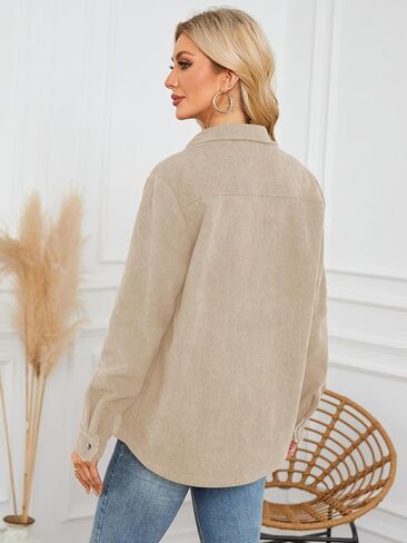 ZAFUL Womens Corduroy Sherpa Jackets Button Down Long Sleeve Fleece Outwear Coat with Pockets in Saudi Arabia
