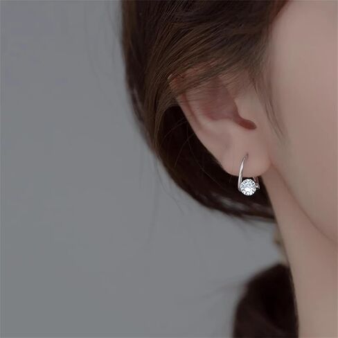 Lymphvity Germanium Crystal Ball Hoop Earrings Gold Silver Plated Unique Colorful Ball Sparkle Rhinestone CZ Lucky Round Circle Dangle Hoop Earrings for Women Minimalist Lymphatic Drainage Jewelry Gifts in Kuwait