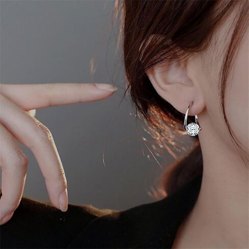 Lymphvity Germanium Crystal Ball Hoop Earrings Gold Silver Plated Unique Colorful Ball Sparkle Rhinestone CZ Lucky Round Circle Dangle Hoop Earrings for Women Minimalist Lymphatic Drainage Jewelry Gifts in Kuwait