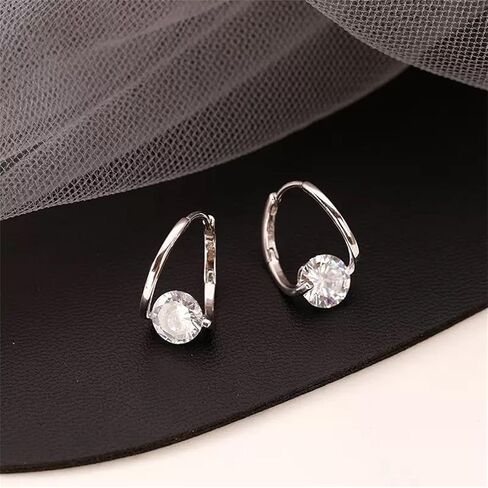 Lymphvity Germanium Crystal Ball Hoop Earrings Gold Silver Plated Unique Colorful Ball Sparkle Rhinestone CZ Lucky Round Circle Dangle Hoop Earrings for Women Minimalist Lymphatic Drainage Jewelry Gifts in Kuwait