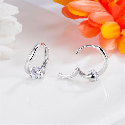 Lymphvity Germanium Crystal Ball Hoop Earrings Gold Silver Plated Unique Colorful Ball Sparkle Rhinestone CZ Lucky Round Circle Dangle Hoop Earrings for Women Minimalist Lymphatic Drainage Jewelry Gifts in Kuwait