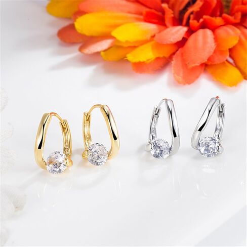 Lymphvity Germanium Crystal Ball Hoop Earrings Gold Silver Plated Unique Colorful Ball Sparkle Rhinestone CZ Lucky Round Circle Dangle Hoop Earrings for Women Minimalist Lymphatic Drainage Jewelry Gifts in Kuwait