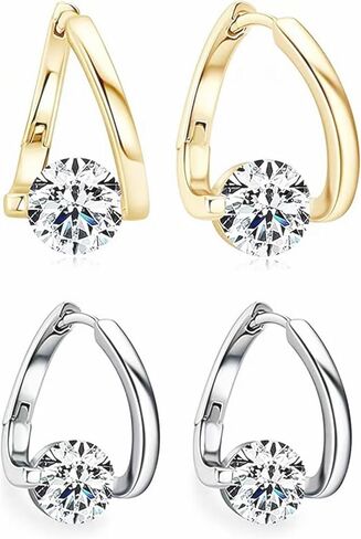 Lymphvity Germanium Crystal Ball Hoop Earrings Gold Silver Plated Unique Colorful Ball Sparkle Rhinestone CZ Lucky Round Circle Dangle Hoop Earrings for Women Minimalist Lymphatic Drainage Jewelry Gifts in Kuwait