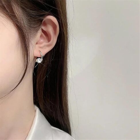 Lymphvity Germanium Crystal Ball Hoop Earrings Gold Silver Plated Unique Colorful Ball Sparkle Rhinestone CZ Lucky Round Circle Dangle Hoop Earrings for Women Minimalist Lymphatic Drainage Jewelry Gifts in Kuwait