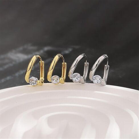 Lymphvity Germanium Crystal Ball Hoop Earrings Gold Silver Plated Unique Colorful Ball Sparkle Rhinestone CZ Lucky Round Circle Dangle Hoop Earrings for Women Minimalist Lymphatic Drainage Jewelry Gifts in Kuwait