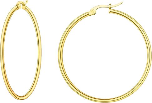 Gold hoop Hoop Earrings for Women,14K Gold Lightweight Hoops 40mm Earrings for Women,Trendy Hoops Jewelry Earrings in Saudi Arabia