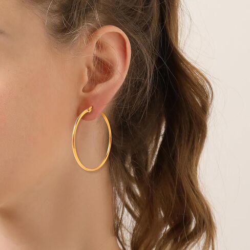 Gold hoop Hoop Earrings for Women,14K Gold Lightweight Hoops 40mm Earrings for Women,Trendy Hoops Jewelry Earrings in Saudi Arabia