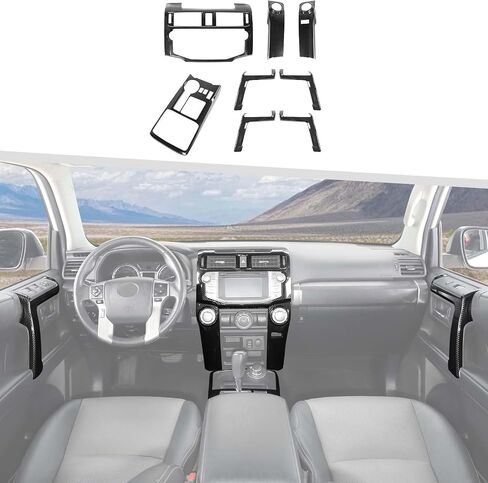 Jimen Fit for Toyota 4Runner 2010-2019, 8PCS Interior Trim Kits - Navigation Panel, Gear Shift Cover, AC Climate Control Panel, Inner Door Handle Trim (Carbon Fiber) in Saudi Arabia