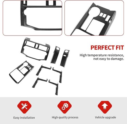 Jimen Fit for Toyota 4Runner 2010-2019, 8PCS Interior Trim Kits - Navigation Panel, Gear Shift Cover, AC Climate Control Panel, Inner Door Handle Trim (Carbon Fiber) in Saudi Arabia