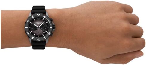 ساعة إمبوريو أرماني للرجال كرونوغراف سيليكون أسود (موديل: AR11515) in Kuwait