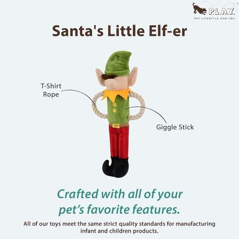 P.L.A.Y. Cute Plush Dog Toys - Merry Woofmas Christmas Themed Durable Squeaker Chew Toy, Great for Puppies & Small, Medium, Large Dog Breeds - Machine Washable, Recycled Materials (Good Dog Stocking) in Kuwait