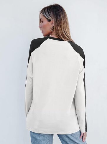 Avanova Women Star Graphic Raglan Long Sleeve Tee Shirt Color Block Loose Top in Saudi Arabia