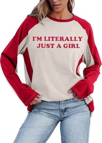 Avanova Women Star Graphic Raglan Long Sleeve Tee Shirt Color Block Loose Top in Saudi Arabia