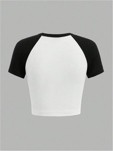 SOLY HUX Women's Color Block Graphic Tees Crop Tops Short Sleeve Crew Neck Summer T Shirt in Saudi Arabia