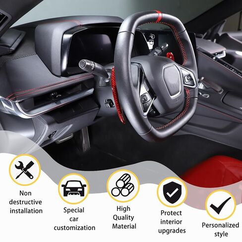 Car Steering Wheel Paddles Shifter Extensions Cover Trim Compatible with Corvette C8 Stingray 2020 2021 2022 2023, Auto Interior Shift Trim Cover Accessories(red carbon) in Kuwait