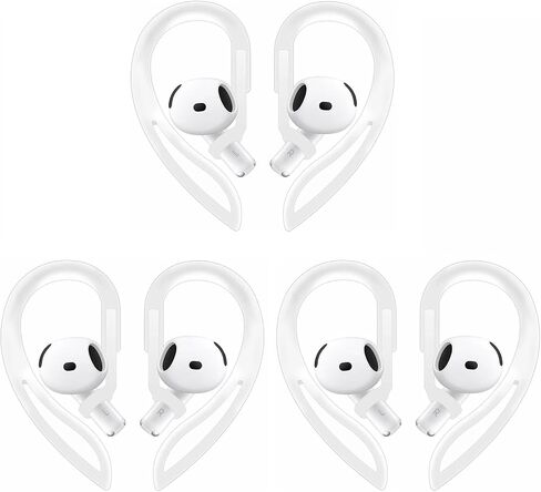 خطافات أذن ALXCD متوافقة مع سماعات أذن AirPods 4 الجيل الرابع، خطاف أذن ناعم قابل للتعديل فوق الأذن [مضاد للانزلاق] [مضاد للفقد]، متوافق مع AirPods 4 أسود أبيض شفاف in Kuwait