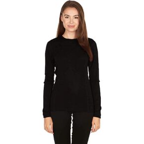 100% Merino Wool - Women's Midweight Top and Bottom - Thermal Base Layer Set - Black - Small