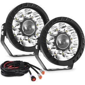 Round LED Offroad Lights 7 Inch 65W Spot Beam LED Driving Light with Wiring Harness Kit for Off Road 4x4 Car Pickup Truck ATV