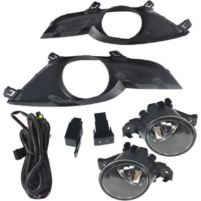WFLNHB 2Pcs Fog Lights Replacement for Altima 2013-2015 Clear Lens with Bulbs Bezel Wiring harness switch NI2592122 NI2593122
