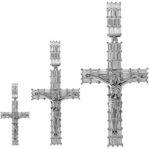 HarlemBling Real 925 Sterling Silver - Iced Baguette Cross W. Jesus Pendant - 3 Sizes Great For Any Necklace 1"-2.5"