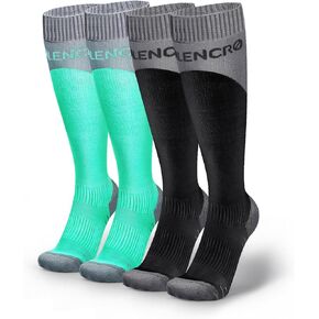 Compression Socks for Women & Men for Running, Athletic, Cycling, Hiking, Travel （Grey+Green,M,2pairs）