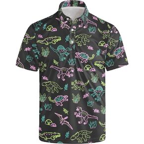 SKYNORA Golf Shirts for Men - Print Mens Golf Polo Shirts Quick Dry Moisture Wicking
