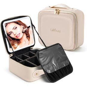 Makeup Bag with Led Mirror, Portable Travel Makeup Bag, Makeup Bag Organizer, Cosmetic Bag (Black)