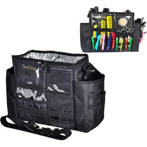 Polyester Hairdressing Bag, Hairdresser Barber Tool Bag with Shoulder Strap and Waist Belt Large Capacity Makeup Storage Bag Hair Stylist Scissor Bag with Heat Insulation Material