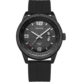 Fashion Analog Watch for Men, Waterproof Quartz Watch with Silicone Band, Unique Design Mens Military Army Sports Calendar Date Big Large Face Wrist Watch