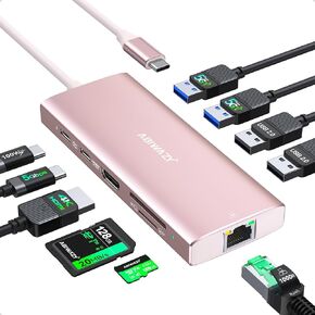 USB C Adapter HDMI USB Multiport Hub for MacBook Pro /Air M1 M2 M3 13"15"16" 2024-2018,8 in 2 Accessories for MacBook with HDMI,Thunderbolt 3,USB C and 3 USB A 3.0 Data Ports SD TF Card Reader, Audio