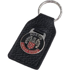 Austin-Healey Sprite (Red) Leather and Enamel Key Ring Key Fob