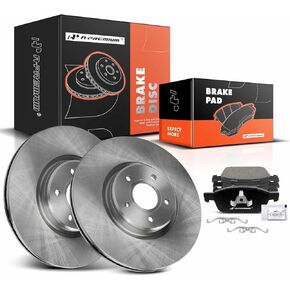 A-Premium 12.60 inch (320mm) Front Drilled and Slotted Disc Brake Rotors + Ceramic Pads Kit Compatible with Select Ford Models - Escape 2013-2017, Transit Connect 2014-2018, 6-PC Set