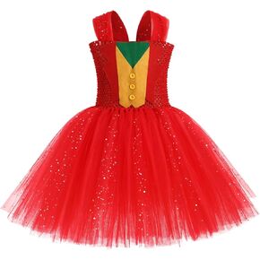 FYMNSI Kids Circus Clown Costume Girls Halloween Costumes Toddler Red Black Tulle Tutu Dress Movie Character Cosplay Outfit
