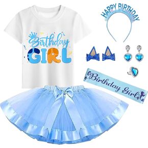 Birthday Costume Set Tutu Dress with Birthday Shirt Top, Accessories Set Halloween Christmas Outfits For 3-8Y Cutie