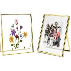 2 Pack Floating Frame For Photo Sizes (7x9,7x8,6x8,5x7), 8x10 Black Metal&Glass Floating Frames 8 x 10,Classy Photo Frames for Wedding Signs/Office,8 by 10 Industrial Float Frame