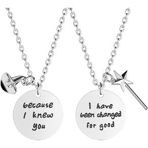 AICase Wicked Merch the Musical Necklace Because I Knew You I Have Been Changed for Good Wicked Gifts Merchandise for Sister Friendship BFF Couples Gifts Necklace Set of 2