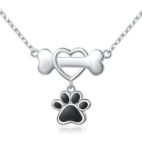 DAOCHONG 925 Sterling Silver Cute Paw Print Pendant Necklace for Women