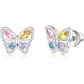 Butterfly Screw Back Earrings Stud 925 Sterling Silver Hypoallergenic Jewelry Gifts