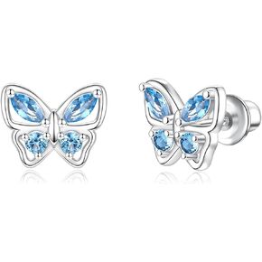 Butterfly Screw Back Earrings Stud 925 Sterling Silver Hypoallergenic Jewelry Gifts